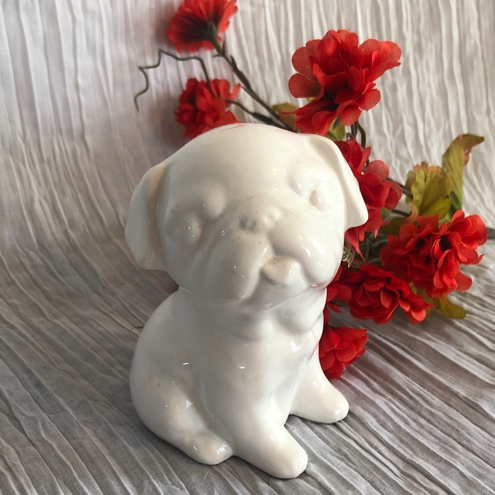 White small PUG ceramic bank from TJ MAXX adorable & whimsical home decor